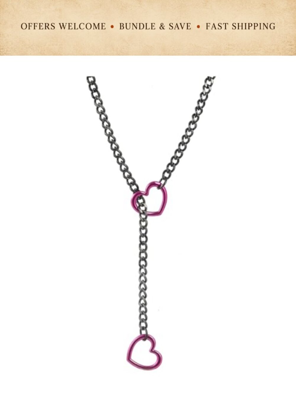 Stainless Steel Heart Slip Chain Choker Necklace Adjustable Lariat Y-Necklace